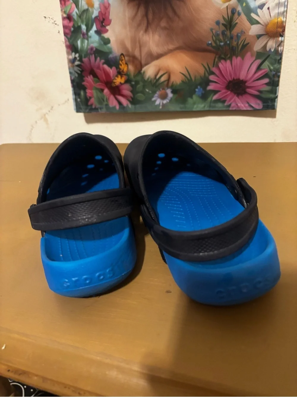 CROCS Kids Black and Blue Slip-On Clogs with Strap